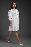 Buy_Deepika Arora_White Cotton Sequins Round Neck Designer Dress _Online_at_Aza_Fashions