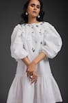 Shop_Deepika Arora_White Cotton Sequins Round Neck Designer Dress _Online_at_Aza_Fashions
