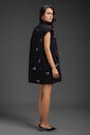 Shop_Deepika Arora_Black Crepe Beads, Embroidery Collared Rozella Dress _at_Aza_Fashions