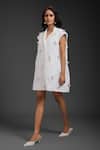 Buy_Deepika Arora_White Crepe Sequins Collared Rozella Designer Dress _Online_at_Aza_Fashions