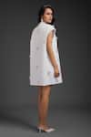 Shop_Deepika Arora_White Crepe Sequins Collared Rozella Designer Dress _at_Aza_Fashions