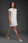 Buy_Deepika Arora_White Crepe Sequins Collared Rozella Designer Dress 