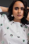 Shop_Deepika Arora_White Cotton Round Neck Embroidered Dress _Online_at_Aza_Fashions
