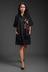 Buy_Deepika Arora_Black Cotton Collared Designer Short Dress _at_Aza_Fashions