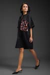 Deepika Arora_Black Cotton Collared Designer Short Dress _Online_at_Aza_Fashions