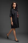 Deepika Arora_Black Cotton Collared Designer Short Dress _at_Aza_Fashions