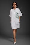 Buy_Deepika Arora_White Cotton Collared Designer Short Dress _at_Aza_Fashions