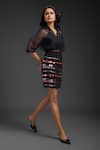 Buy_Deepika Arora_Black Organza Sequins Collared Designer Skirt Set _Online_at_Aza_Fashions