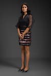 Shop_Deepika Arora_Black Organza Sequins Collared Designer Skirt Set _Online_at_Aza_Fashions