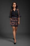 Buy_Deepika Arora_Black Polyester Studs Embellished Short Skirt _at_Aza_Fashions