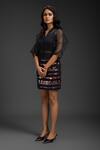 Buy_Deepika Arora_Black Polyester Studs Embellished Short Skirt _Online_at_Aza_Fashions
