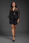 Buy_Deepika Arora_Black Organza V-neck Designer Top And Bustier Set _at_Aza_Fashions