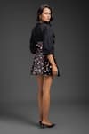 Shop_Deepika Arora_Black Faux Leather, Velvet Collared Vegan Shirt And Skirt Set _at_Aza_Fashions