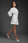 Deepika Arora_White Faux Leather Collared Vegan Shirt And Skirt Set _Online_at_Aza_Fashions