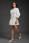 Buy_Deepika Arora_White Faux Leather Collared Vegan Shirt And Skirt Set _Online_at_Aza_Fashions