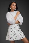 Shop_Deepika Arora_White Faux Leather Collared Vegan Shirt And Skirt Set _Online_at_Aza_Fashions