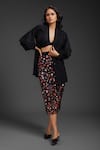 Buy_Deepika Arora_Black Ramie, Crepe Sequins Designer Blazer And Skirt Set _at_Aza_Fashions