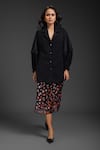 Shop_Deepika Arora_Black Ramie, Crepe Sequins Designer Blazer And Skirt Set _Online_at_Aza_Fashions