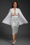 Buy_Deepika Arora_White Crepe Sequins Blazer And Skirt Set _Online_at_Aza_Fashions