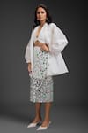 Deepika Arora_White Crepe Sequins Blazer And Skirt Set _at_Aza_Fashions