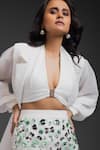 Buy_Deepika Arora_White Crepe Sequins Blazer And Skirt Set 
