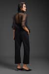 Shop_Deepika Arora_Black Organza Sequins, Embroidery Collared Pant Set _at_Aza_Fashions