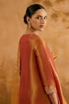Shop_Nero India_Orange Tissue Tassels V-neck Kurta And Pant Set _at_Aza_Fashions