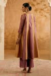 Shop_Nero India_Multi Color Tissue V-neck Amber Purple Anarkali Kurta Set _at_Aza_Fashions