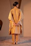 Shop_Nero India_Yellow Tissue V-neck Amber Crush Kurta Pant Set _at_Aza_Fashions