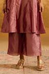 Nero India_Purple Tissue Embroidery V-neck Crush Kurta Set _Online_at_Aza_Fashions