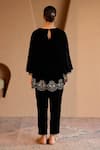 Shop_Nero India_Black Velvet Embroidery Round Neck Kurta Set _at_Aza_Fashions