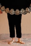 Shop_Nero India_Black Velvet Embroidery Round Neck Kurta Set _Online_at_Aza_Fashions