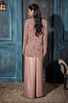Shop_Rimple Agrawal_Rose Gold Georgette, Crepe Sequins, Embroidery V-neck Kurta Set _at_Aza_Fashions