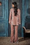 Shop_Rimple Agrawal_Rose Gold Embroidery, Sequins Round Neck Kurta Set _at_Aza_Fashions