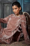 Shop_Rimple Agrawal_Rose Gold Embroidery, Sequins Round Neck Kurta Set _Online_at_Aza_Fashions