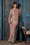 Buy_Rimple Agrawal_Rose Gold Embroidery, Sequins Round Neck Kurta Set _at_Aza_Fashions
