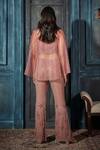 Shop_Rimple Agrawal_Rose Gold Organza Sequins, Embroidery Round Neck Cape And Pant Set _at_Aza_Fashions