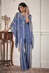 Buy_Rimple Agrawal_Blue Georgette, Satin Embroidery, Beads Keyhole , Round Kaftan Set _at_Aza_Fashions