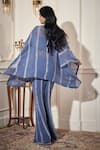 Shop_Rimple Agrawal_Blue Georgette, Satin Embroidery, Beads Keyhole , Round Kaftan Set _at_Aza_Fashions