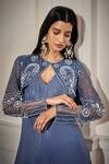 Shop_Rimple Agrawal_Blue Net Sequins, Embroidery Keyhole Neck Kurta Set With Cape _Online_at_Aza_Fashions