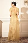Shop_Rimple Agrawal_Gold Crepe, Organza Beads, Sequins Sweetheart Foil Corset And Draped Skirt Set _at_Aza_Fashions