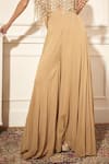 Rimple Agrawal_Gold Georgette Embroidery, Beads Round Neck Designer Pant Set _Online_at_Aza_Fashions