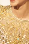 Rimple Agrawal_Gold Georgette Embroidery, Beads Round Neck Designer Pant Set _at_Aza_Fashions