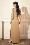 Shop_Rimple Agrawal_Gold Net, Satin Sequins, Embroidery Round Neck Cape Set _at_Aza_Fashions