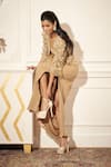 Shop_Rimple Agrawal_Gold Net, Satin Sequins, Embroidery Round Neck Cape Set _Online_at_Aza_Fashions