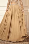 Rimple Agrawal_Gold Georgette, Net Sequins, Beads, Embroidery Round Neck Designer Palazzo Set _Online_at_Aza_Fashions
