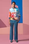 Buy_Nautanky_Multi Color Satin Beachhouse Bomber Jacket And Pant Set _at_Aza_Fashions