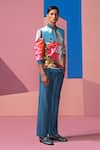Shop_Nautanky_Multi Color Satin Beachhouse Bomber Jacket And Pant Set _Online_at_Aza_Fashions
