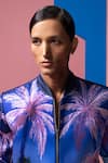 Shop_Nautanky_Blue Satin Royal Bomber Jacket And Pant Set _Online_at_Aza_Fashions