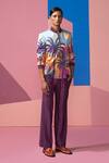 Buy_Nautanky_Purple Satin Sunlight In The Desert Bomber Jacket Set _Online_at_Aza_Fashions